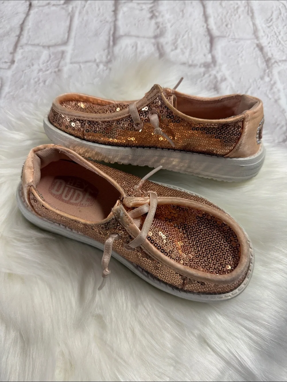 Hey Dude Kids Blush Wendy Disco Sequin Sneakers